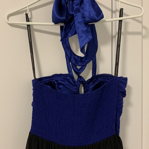 ❤️$10 add on. US 6 Blue Black Empress Waist Halter Top High Low - Picture 4 of 7